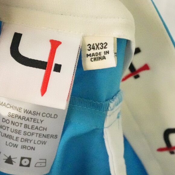 Short Par 4 Mens Blue Golf Pants 34x32 Moisture Wicking 4 pockets Elastic Waist - Picture 6 of 6